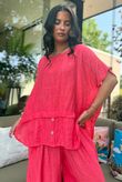 Tasha Damask Cap Sleeve Button Top Watermelon
